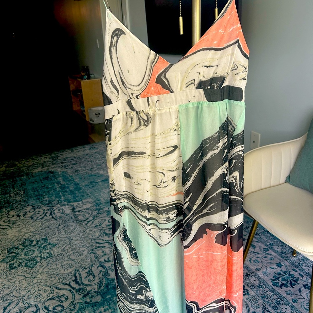 DVF Jolie Marble Mid Calf Dress